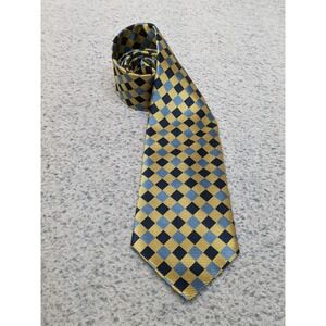 Brooks Basics Silk Tie Repp Style Diamond Geometric Blue & Gold USA Preppy Ivy
